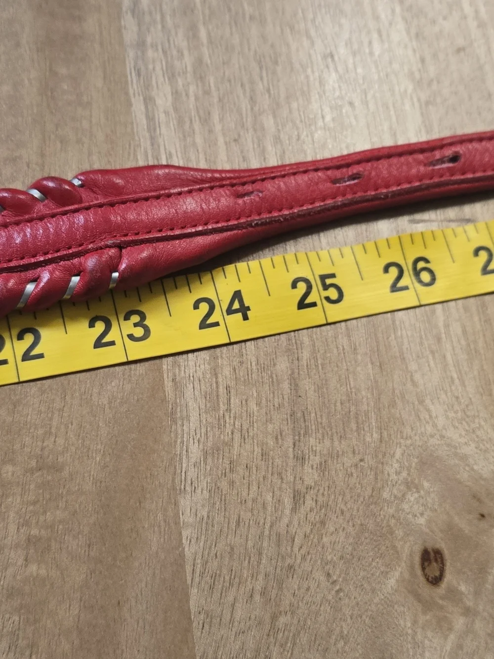 Vintage Dun Dee Red Full Grain Leather Belt Size 26 Braided Silver Heart Buckle